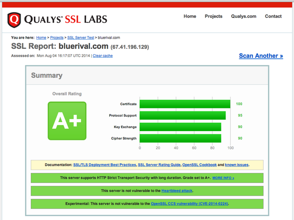 Blue_Rival's tweet photo. Gave up support for old versions of #InternetExplorer and #Java to get this score, but its worth it. #ssl #security http://t.co/Ua1L2xpNBo