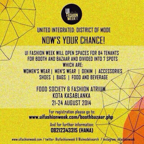 UIFASHIONWEEK's tweet photo. PICK YOUR BOOTH SPACE ASAP! Now's your chance! Still waiting another partnership to come! Wohoo :-D #UIFW2014 http://t.co/sNwBuQKBRE
