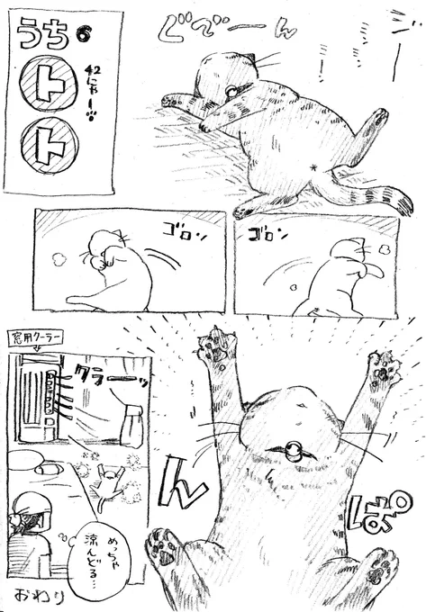 ねこまんが。第42話。こまめな水分補給を、忘れずに。 