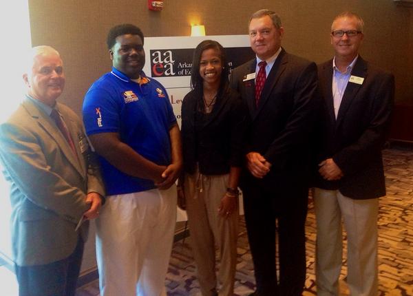 sraper's tweet image. Osceola High School students share their Ark Leadership Academy story at AAEA.