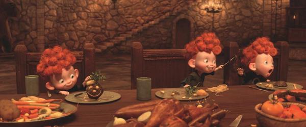 A lesson in table manners, presented by Harris, Hubert, and Hamish.