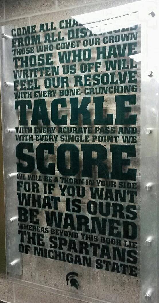  Michigan State locker room's inspirational sign lacks 'accurate' spelling (Photo)