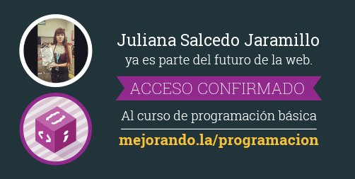 #SoyMejorandola en el Curso de Programaci&oacute;n B&aacute;sica @mejorandola. T&uacute; tambi&eacute;n entra https://t.co/LNSbtF89Yc<a href="/tag/soymejorandola"class="tags">#SoyMejorandola</a>