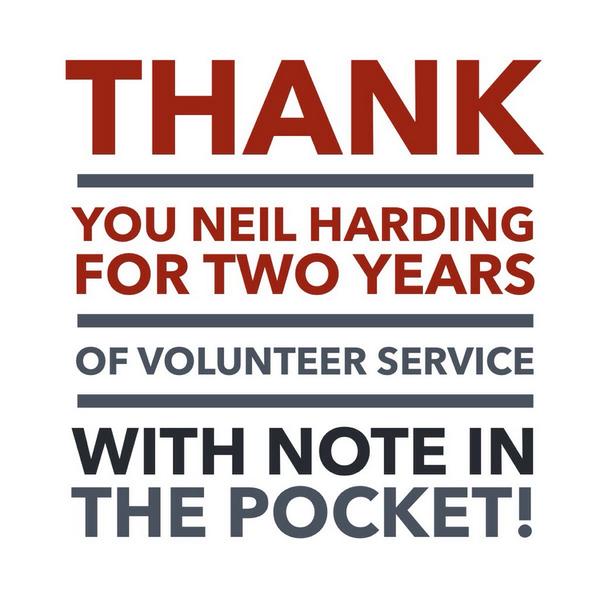 NoteinthePocket's tweet photo. Congratulations @nharding! TY for your tireless dedication! #honoredtoknowneil :) http://t.co/8rpQABmZsE