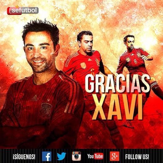 Ragom13's tweet photo. el mejor futbolista español de la historia deja la selección #graciasXavi http://t.co/cSRmX9kOT5