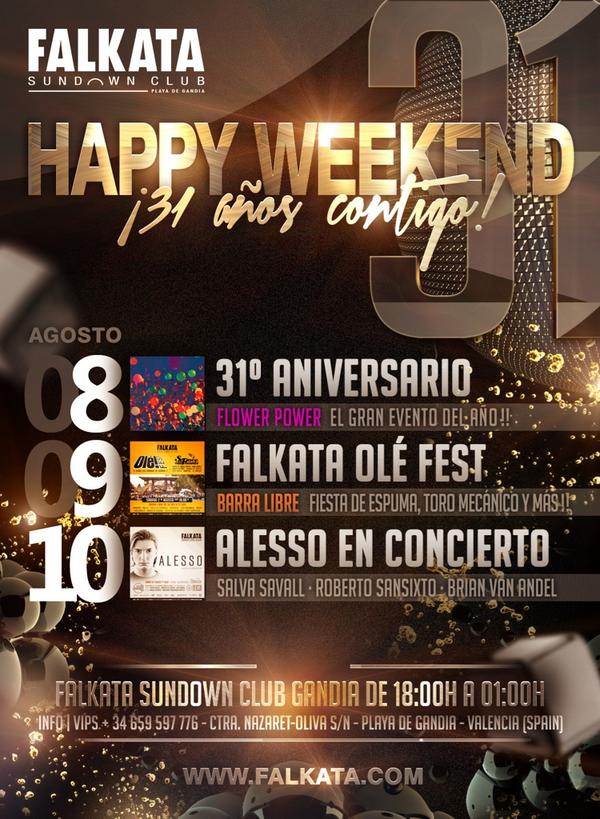 FalkataGandia's tweet photo. Por fin el 31 ANIVERSARIO @falkatagandia -Viernes #FlowerPower -Sábado #OleFest -Domingo #Alesso http://t.co/patjVB56u6