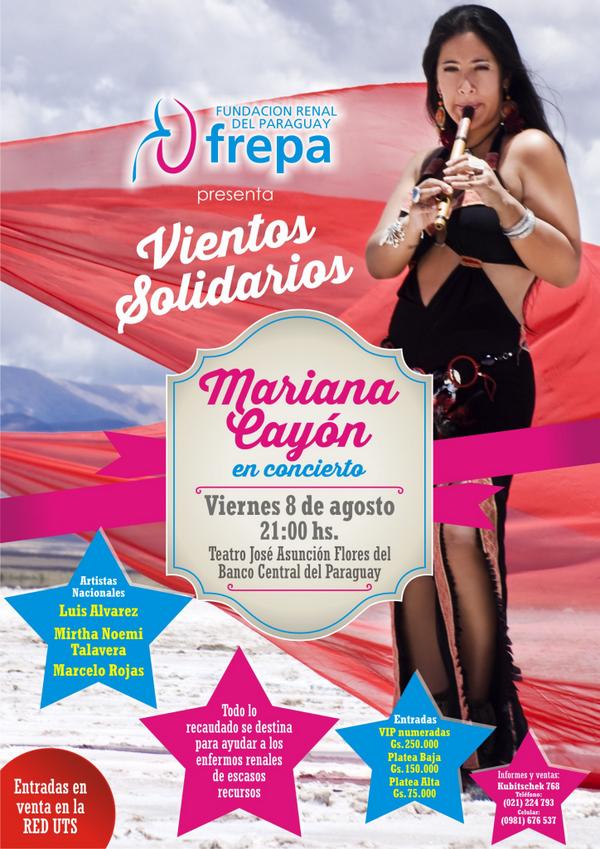 frepapy's tweet photo. LUIS ALVAREZ,MIRTA NOEMI TALAVERA, MARCELO ROJAS y el guitarrista VICTOR HUGO ECHEVERRIA acompañarán a MARIANA CAYÓN http://t.co/4nXWi1MEtI
