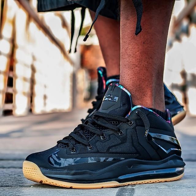Lebron 11 low black gum sale