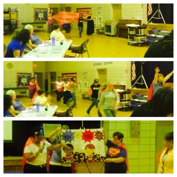 DexterMurphy's tweet photo. SMG Super hero teacher leaders presenting with their super powers!  #POWTIDE  #SEPrincipal http://t.co/xQpemyC6EI