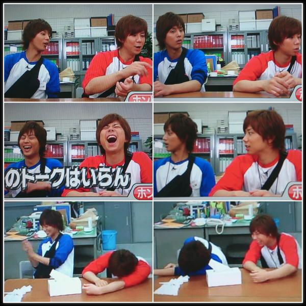 Kft2hsb's tweet photo. 藤北が隣に並んで座ってるだけで幸せ( 〃▽〃) 反応同じなのわかりやすいし、笑いすぎて机に突っ伏す時間差まで可愛い藤北！ http://t.co/l7dXVu811l