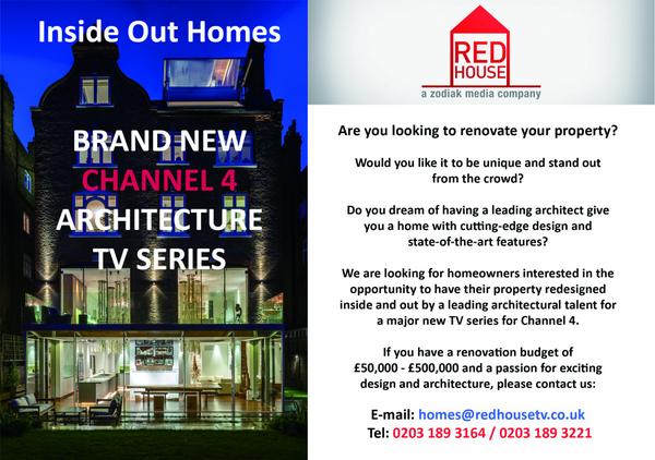 RedHouseTV's tweet photo. PLS RT! Are you a #Design &amp; #architecture lover looking to #renovate your #home? Get in touch: homes@redhousetv.co.uk http://t.co/DgSVEEZWYO