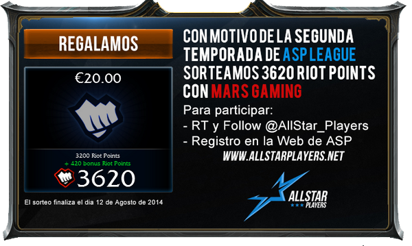 AllStar_Players's tweet photo. Nuevo Sorteo de 3620 RP por la Apertura de http://t.co/cW2CstND8f. Req: RT + Follow + Registro de la web. http://t.co/OSbf1TB7oD
