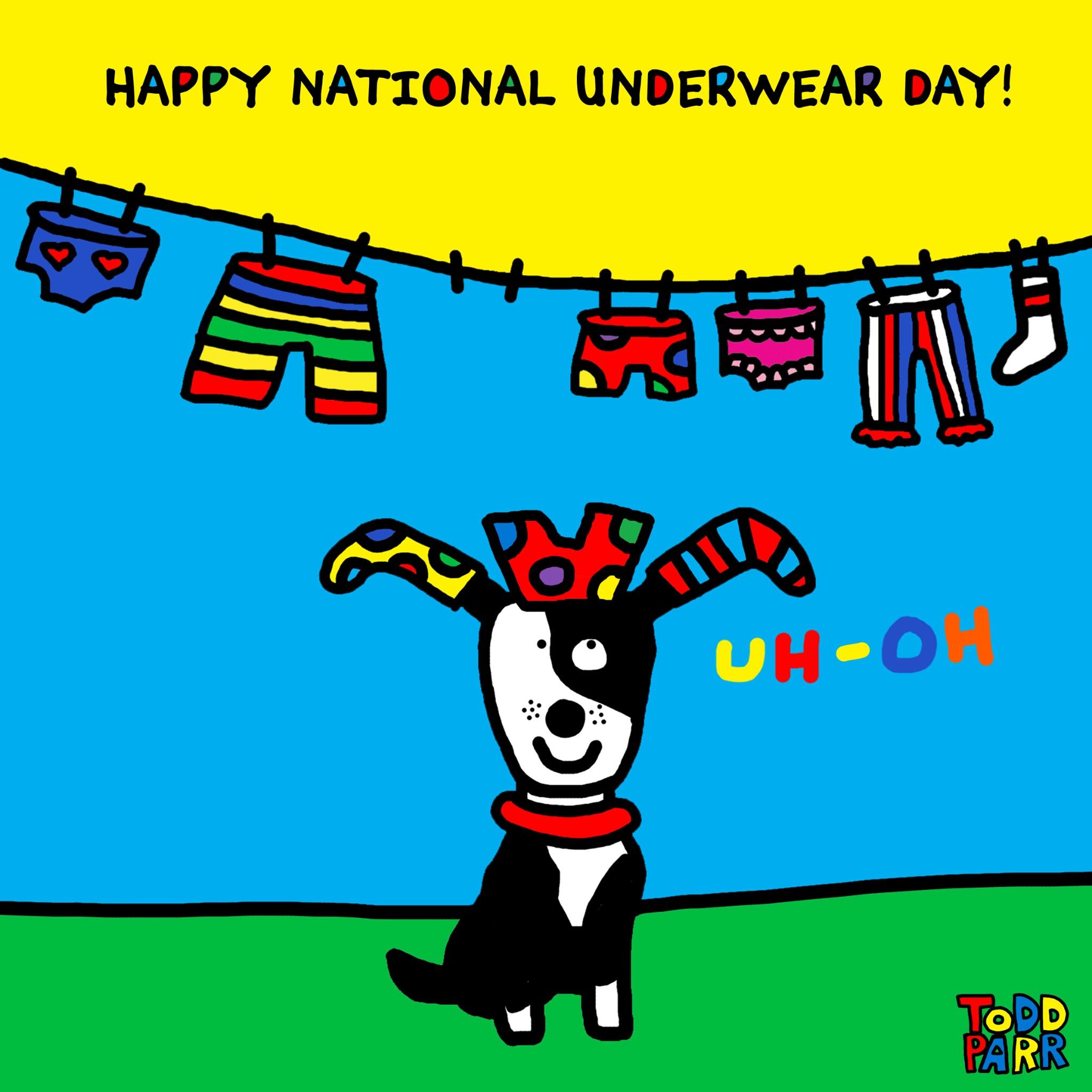 Todd Parr (he/him) on X: Happy National Underwear Day! Love, Todd & Pete.  #myunderwearApp #NationalUnderwearDay #ItsOkayToMakeMistakes #rescue   / X