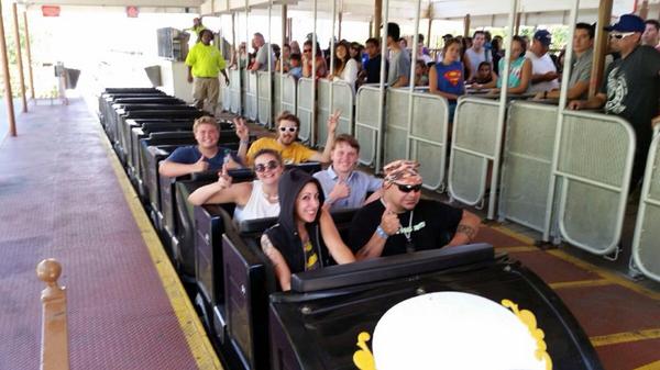 ThemeParkReview's tweet photo. Final 6 @SFMagicMountain #ColossusMarathon are on the train! GO CAESAR!!! http://t.co/n6E055xeFp