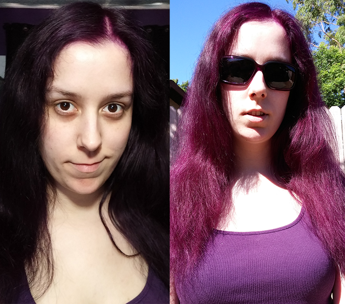 How my hair now looks indoors and outside in the sun! :-D  #purple #nomakeup #selfie #purplehaze http://t<a href="/tag/selfie"class="tags"><span>#selfie</span></a><a href="/tag/purple"class="tags"><span>#purple</span></a><a href="/tag/nomakeup"class="tags"><span>#nomakeup</span></a><a href="/tag/purplehaze"class="tags"><span>#purplehaze</span></a>