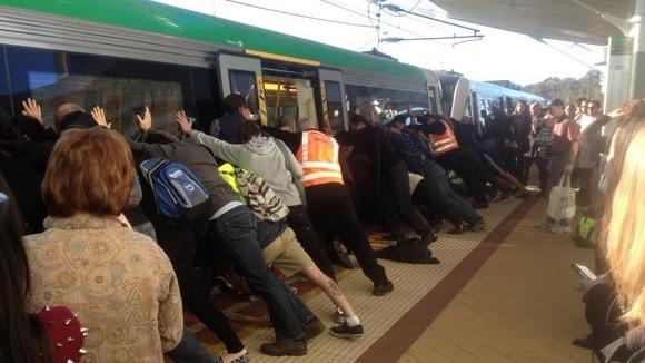 LottiDee's tweet image. “@itvnews:Passengers push carriage to free man stuck between train and platform itv.co/1oq4PLl http://t.co/cy67BrlhlR” #togetherness