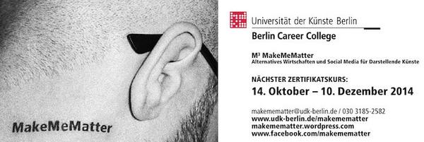 Daniela Rupprechter (@danirupprechter) on Twitter photo #MakeMeMatter geht in die 2 Runde! Super für #DarstellendeKünstler jeglicher Art! <a href="/UdKBerlin/">UdK Berlin</a> <a href="/MakeMeMatterUdK/">MakeMeMatter</a> #M³ #MakeMeMatter geht in die 2 Runde! Super für #DarstellendeKünstler jeglicher Art! <a href="/UdKBerlin/">UdK Berlin</a> <a href="/MakeMeMatterUdK/">MakeMeMatter</a> #M³