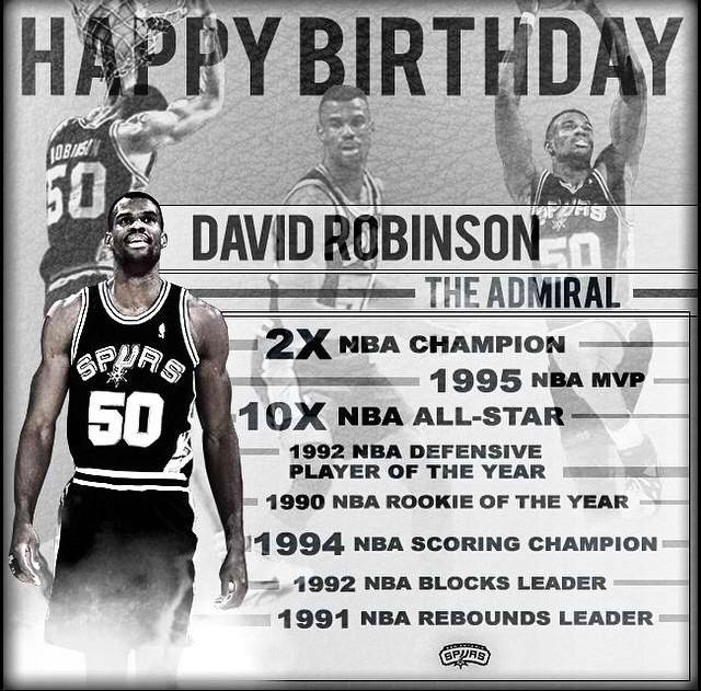 Happy Birthday to legend.. "The Admiral" David Robinson !! 