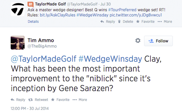 TaylorMadeGolf's tweet image. Congrats to last weeks #TourPreferred wedge set winner @TheBigAmmo! Join us today at 12pm PST and this could be you.