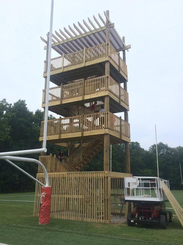 Set up has begun at Higher Ground! <a href="/UCFBVideo/">UC Football Video</a> will be using this newly constructed tower to film practice