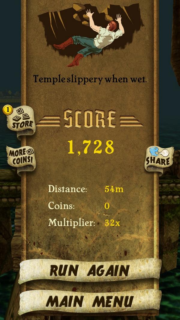 MatthewBellUP's tweet photo. I got 1,728 points while escaping from demon monkeys. Beat that! http://t.co/wGHVVDSCp3 #TempleRunb http://t.co/uML2HjHI64