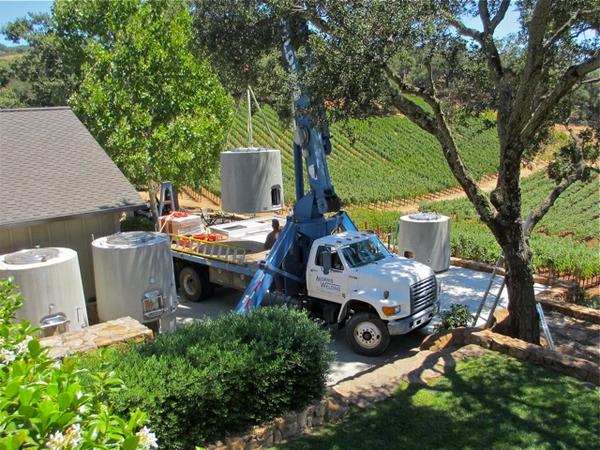 In addition to french oak, we've used concrete tanks for fermenting grapes. Amazing results--so we bought two more!