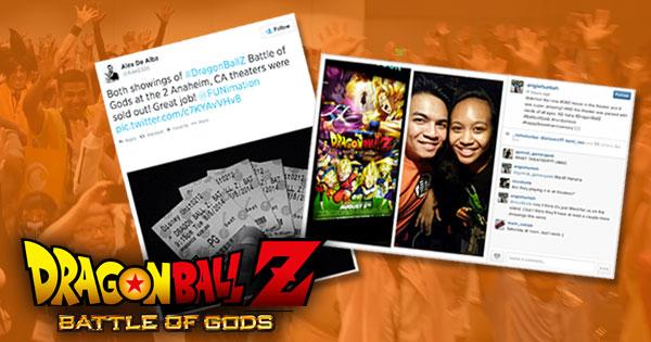 Funimation's tweet photo. Dragon Ball Z: #BattleOfGods is selling out theaters across the country! Get your tickets now: http://t.co/kLha1HckTE http://t.co/6T2wCOTDwD
