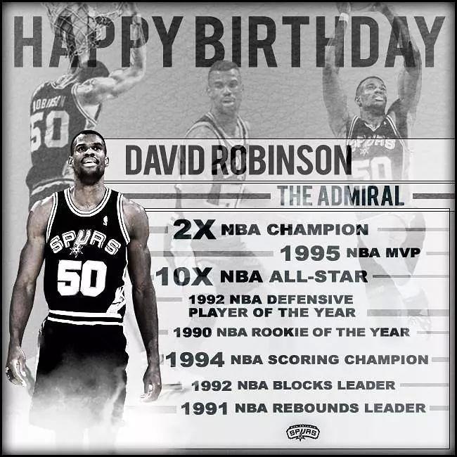  says Happy Birthday to San Antonio Spurs and NBA legend David Robinson! 