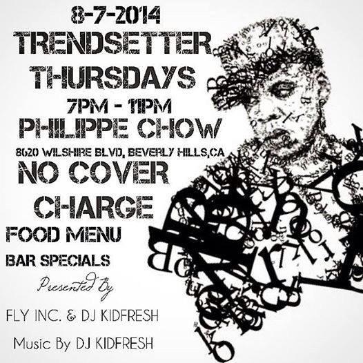 Tomorrow night grand opening of #TrendsetterThursdays located at <a href="/PhilippeChowBH/">PhilippeChow BH</a> . Sound track by @djkidfresh1