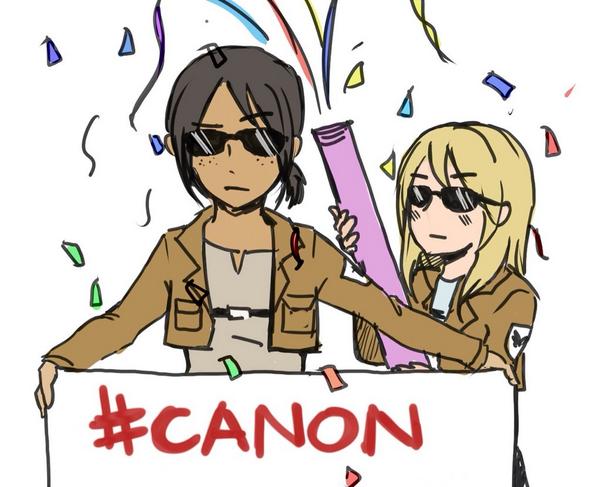 Ymirsbian's tweet photo. In case you haven't heard the news....#Yumikuri is cannon *screams internally* http://t.co/Jr8M2JxlIh