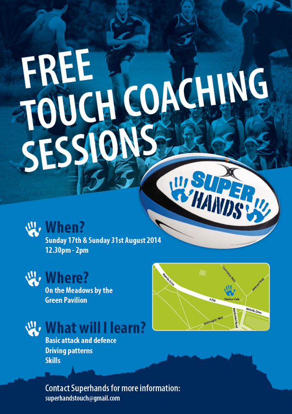 superhandstouch's tweet photo. Free @superhandstouch #Touch Coaching Sessions on The #Meadows #Edinburgh on Sunday 17 and 31 August.  #sport http://t.co/OE195oOyoh