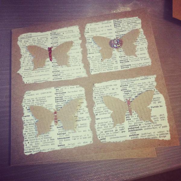HandmadeByHan's tweet image. Two butterfly cards made from old school Spanish dictionaries! Why not? #handmade #craft #cardmaking #westhoughton