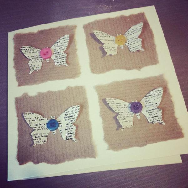 HandmadeByHan's tweet image. Two butterfly cards made from old school Spanish dictionaries! Why not? #handmade #craft #cardmaking #westhoughton