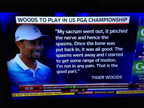 AdamMeakins's tweet photo. Disappointing to see that #TigerWoods has been given such terrible advice/info, its utter nonsense #sportsphysio http://t.co/6mPFXj2J7X