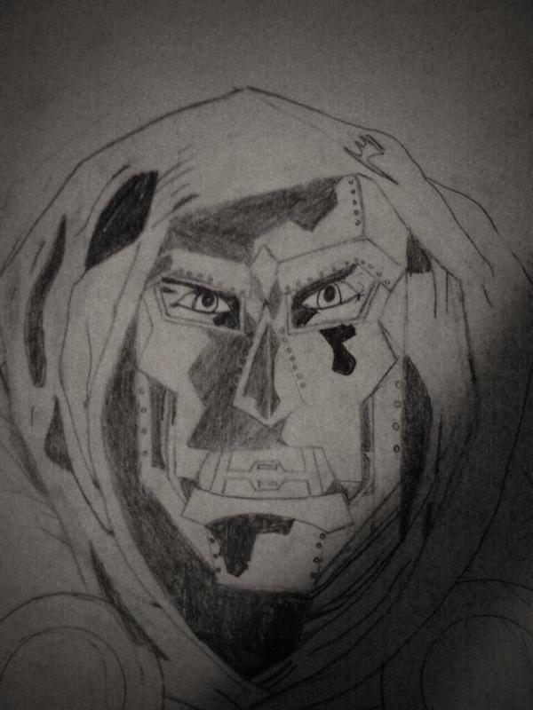 My 10yr old brother is a rising artist. Pretty sure I was drawing stick figures at his age. #drdoom #artisticfamily