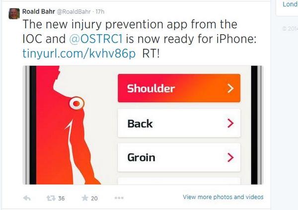 BJSM_BMJ's tweet photo. Injury prevention iPhone app - Top #sportsphysio app from #IOC and @OSTRC1 http://t.co/psQZ473ImW  Please Retweet http://t.co/2gnEldqOFF