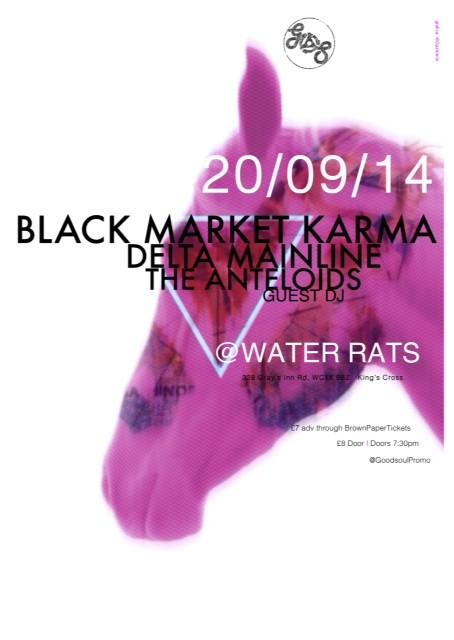 How about this..
Sep 20 @TheWaterRatsLDN 

<a href="/blackmarketkarm/">Black Market Karma</a> 
<a href="/deltamainlineuk/">delta mainline</a> 
<a href="/theanteloids/">The Anteloids</a> 

Guest DJ!

RT! X