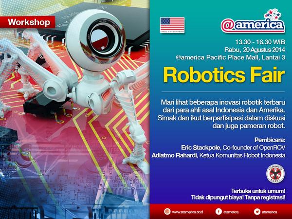 RobotBekasi's tweet image. Panggilan untuk Komunitas Robot Bekasi...!
#RoboticsFair di @atamerica 20 Agustus 2014. Pacific Place Mall 13.30 WIB