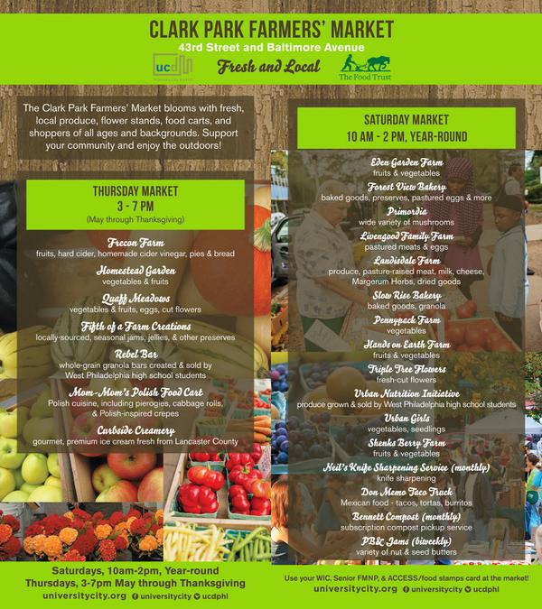 ucdphl's tweet photo. Enjoy local fruits and vegetables at @clarkpark with the Farmer's Market. Today from 3-7. http://t.co/dVnrzWhNKF