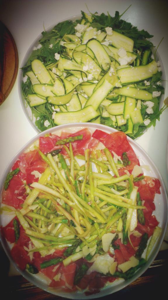 Newbies! - shaved asparagus salad &amp; courgette and feta salad.