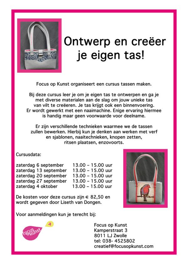 @StichtingFocus <a href="/FocusOpKunst/">Focus Op Kunst</a> organiseert de cursus: Ontwerp en creeer je eigen tas!