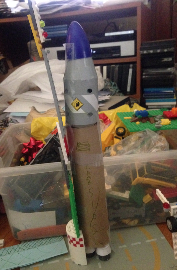 fredrin's tweet image. Pato II Cargo Rocket, ready for launch!  Happening today. #NASA  #spongeX #lotsofawesome