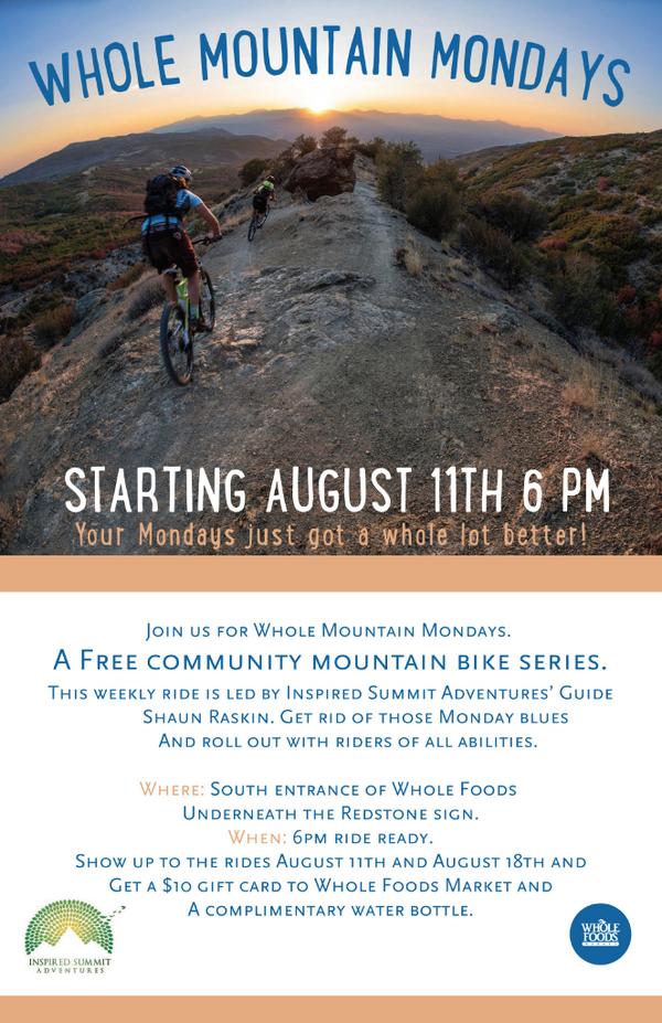 InspiredSmt's tweet photo. Kick your #MondayBlues  @WholeFoods #ParkCity and @InspiredSmt for #WholeMountainMondays a new community #mtb series http://t.co/Ngojt3lHCN