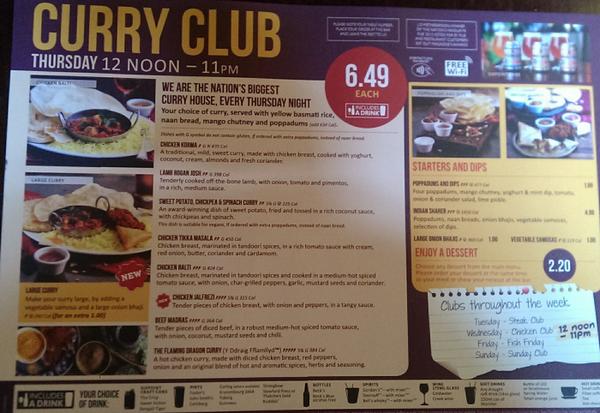 JDWDrapersArms's tweet photo. Curry club is available every Thursday from 12pm-11pm. Come to the drapers and enjoy a curry and drink today! http://t.co/YKYRFXCS8a