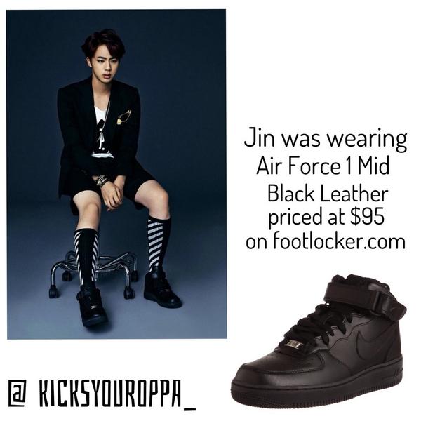 Twitter 上的K.Y.O："[BTS] Jin was wearing Nike Air Force 1 Mid Leather on his Comeback Concept Photo http://t.co/VC9JEQ7Wnm" Twitter