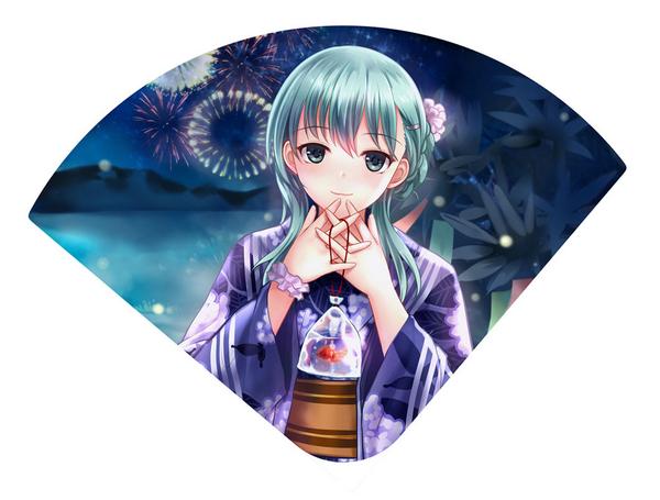 suzuya (kancolle) 1girl japanese clothes kimono solo hair ornament hairclip fireworks  illustration images