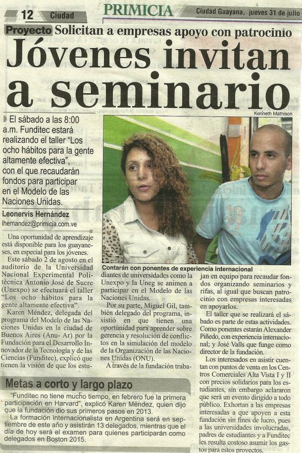 HnmunFunditec's tweet photo. @DiarioPrimicia entrevistando a delegados de #FUNDITEC que participaran en Modelo de las Naciones Unidas en Argentina http://t.co/61efpr5RY5