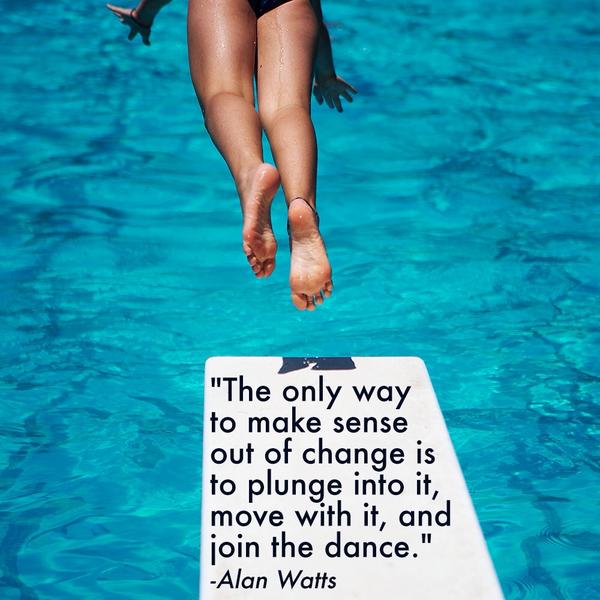 "The only way to make sense out of change is to plunge into it, move with it, and join the dance." ―Alan Watts