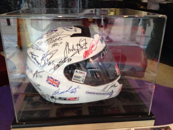 Raffle tickets for this Helmet signed by 26 super bike riders £2.00 contact <a href="/fabfoods2013/">FabFood&Celebrations</a> for tickets.