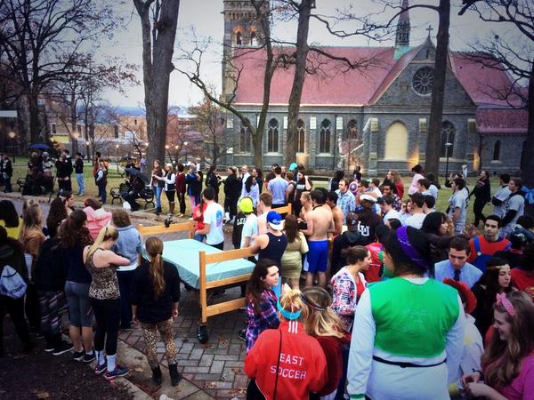 ESPNURoadTrip's tweet photo. #tbt
Bed races @LehighU for #Rivalry149. Crazy to watch &amp; to participate in, AND one of the great campus traditions! http://t.co/o0RuwBnJI4